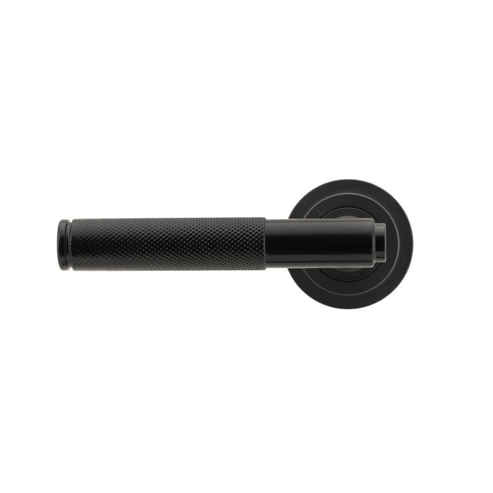From The Anvil - Black Brompton Lever on Rose Set (Art Deco) - Unsprung | Sku. 50006 | Trade Door Handles.