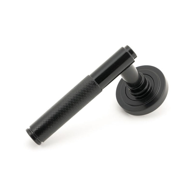 From The Anvil - Black Brompton Lever on Rose Set (Art Deco) - Unsprung | Sku. 50006 | Trade Door Handles.