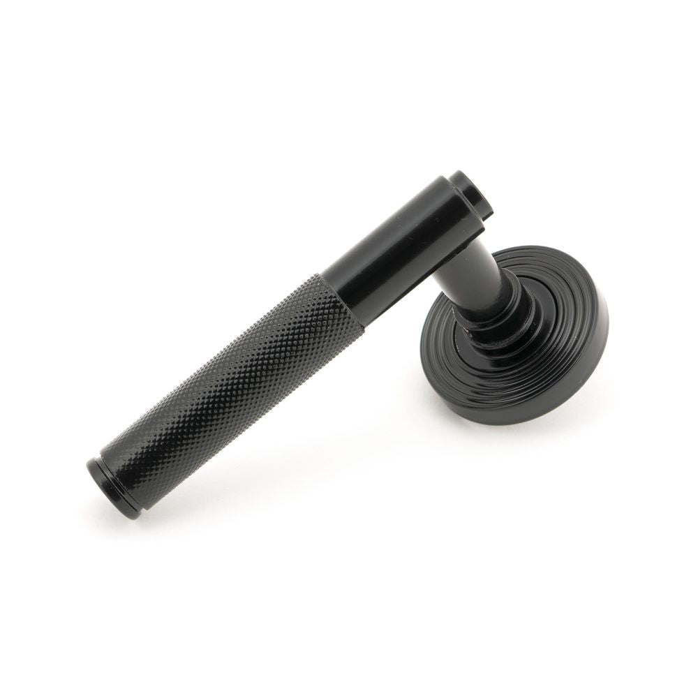 From The Anvil - Black Brompton Lever on Rose Set (Beehive) - Unsprung | Sku. 50007 | Trade Door Handles.