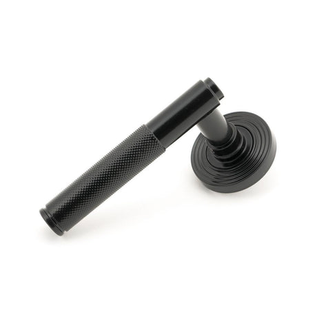 From The Anvil - Black Brompton Lever on Rose Set (Beehive) - Unsprung | Sku. 50007 | Trade Door Handles.