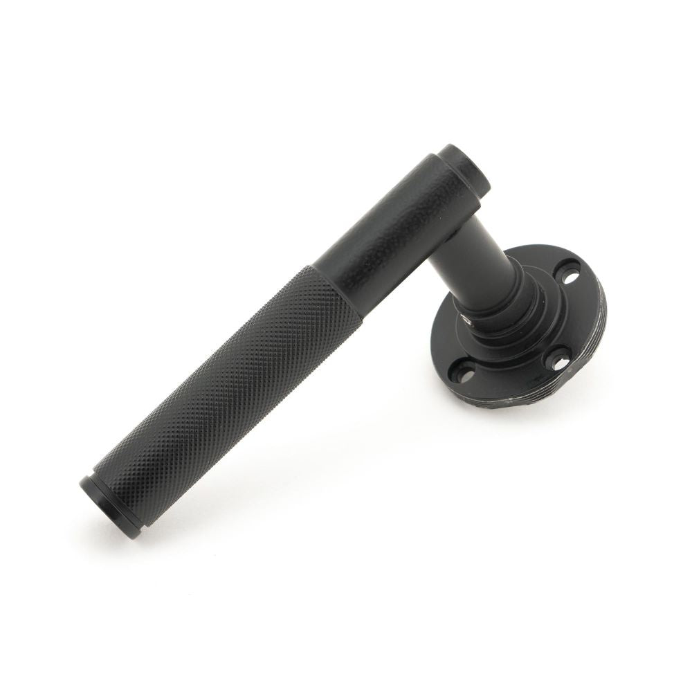 From The Anvil - Matt Black Brompton Lever on Rose Set (Plain) - Unsprung | Sku. 50009 | Trade Door Handles.
