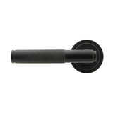 From The Anvil - Matt Black Brompton Lever on Rose Set (Art Deco) - Unsprung | Sku. 50010 | Trade Door Handles.