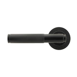 From The Anvil - Matt Black Brompton Lever on Rose Set (Beehive) - Unsprung | Sku. 50011 | Trade Door Handles.