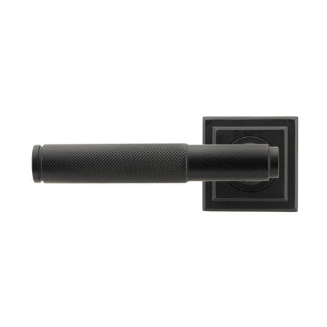 From The Anvil - Matt Black Brompton Lever on Rose Set (Square) - Unsprung | Sku. 50012 | Trade Door Handles.