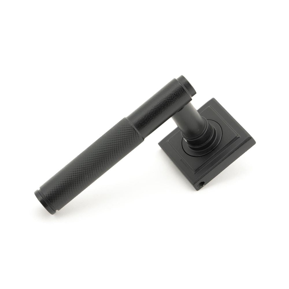 From The Anvil - Matt Black Brompton Lever on Rose Set (Square) - Unsprung | Sku. 50012 | Trade Door Handles.