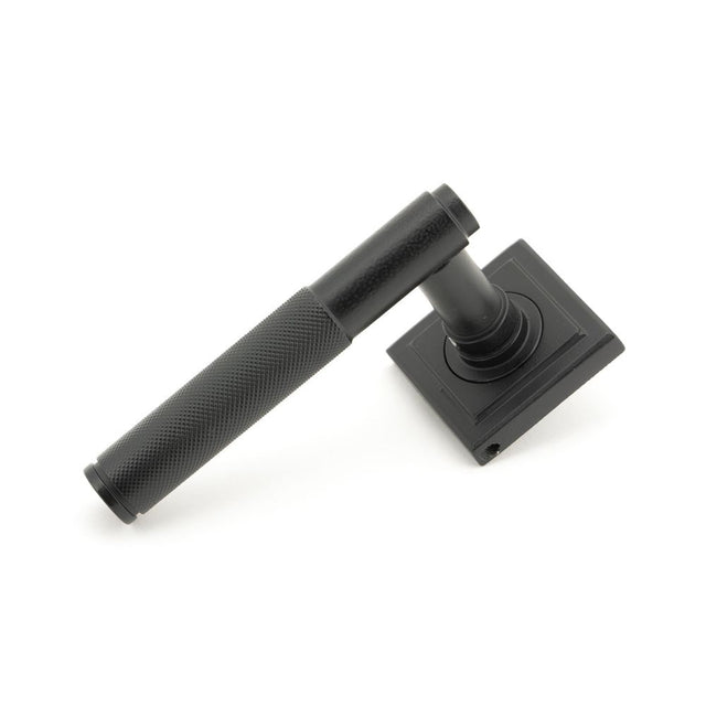 From The Anvil - Matt Black Brompton Lever on Rose Set (Square) - Unsprung | Sku. 50012 | Trade Door Handles.
