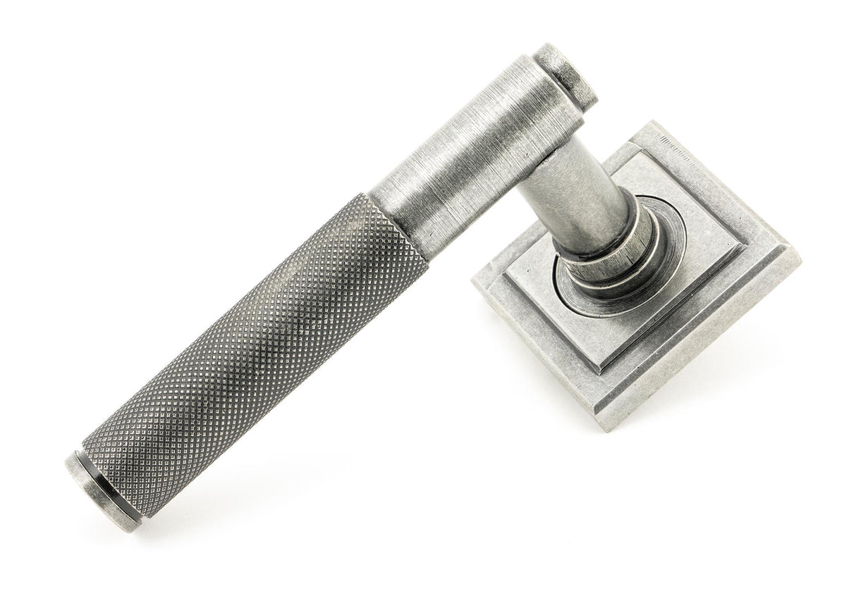 From The Anvil - Pewter Brompton Lever on Rose Set (Square) - Unsprung | Sku. 50016 | Trade Door Handles.