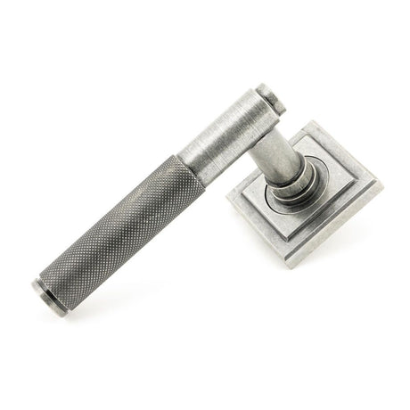 From The Anvil - Pewter Brompton Lever on Rose Set (Square) - Unsprung | Sku. 50016 | Trade Door Handles.