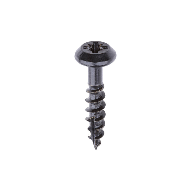 This is an image of Timco - Rainwater Screws - PZ - Low Profile Pan - Exterior - Black 5.0 x 25mm - (400 PCS Box) 50025CLARBBX