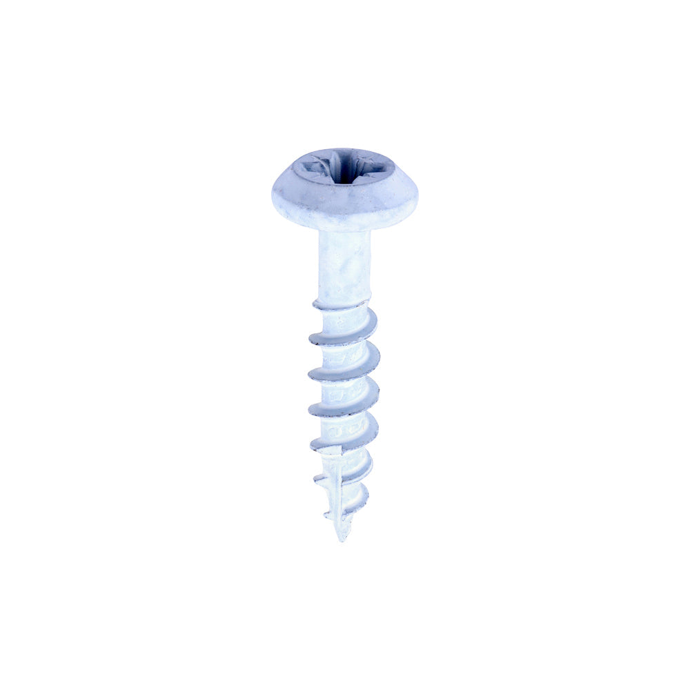 This is an image of Timco - Rainwater Screws - PZ - Low Profile Pan - Exterior - White 5.0 x 25mm - (400 PCS Box) 50025CLARWBX