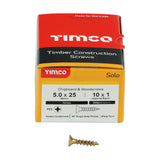 This is an image of Timco - Solo Chipboard & Woodscrews - PZ - Double Countersunk - Yellow 5.0 x 25mm - (200 PCS Box) 50025SOLOC