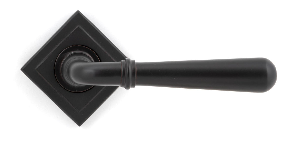 From The Anvil - Aged Bronze Newbury Lever on Rose Set (Square) - Unsprung | Sku. 50032 | Trade Door Handles.