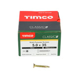 This is an image of Timco - Classic Multi-Purpose Screws - PZ - Double Countersunk - Yellow 5.0 x 35mm - (200 PCS Box) 50035CLAF
