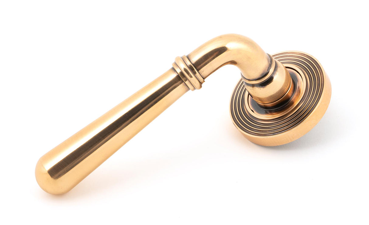 From The Anvil - Polished Bronze Newbury Lever on Rose Set (Beehive) - Unsprung | Sku. 50035 | Trade Door Handles.