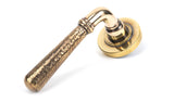 From The Anvil - Aged Brass Hammered Newbury Lever on Rose Set (Plain) - Unsprung | Sku. 50037 | Trade Door Handles.