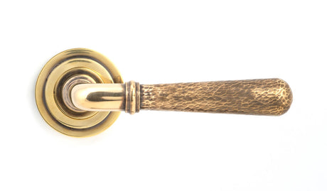 From The Anvil - Aged Brass Hammered Newbury Lever on Rose Set (Art Deco) - Unsprung | Sku. 50038 | Trade Door Handles.