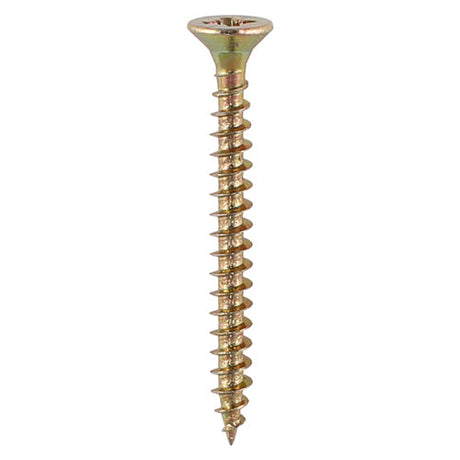 This is an image of Timco - Solo Woodscrews - PZ - Double Countersunk - Yellow 5.0 x 40mm - (10 PCS TIMpac) 50040CHYP