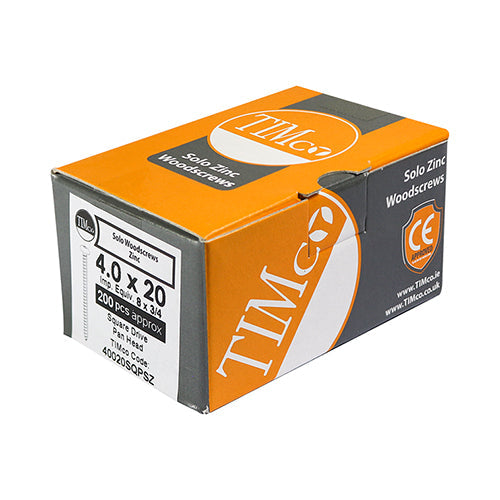 This is an image of Timco - Solo Chipboard & Woodscrews - SQ - Pan - Zinc 5.0 x 40mm - (200 PCS Box) 50040SQPSZ