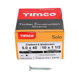 This is an image of Timco - Solo Chipboard & Woodscrews - SQ - Double Countersunk - Zinc 5.0 x 40mm - (200 PCS Box) 50040SQSZ