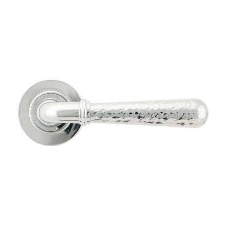 From The Anvil - Polished Chrome Hammered Newbury Lever on Rose Set (Plain) - Unsprung | Sku. 50041 | Trade Door Handles.