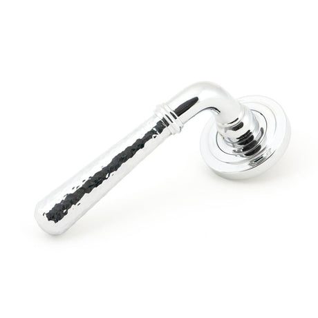 From The Anvil - Polished Chrome Hammered Newbury Lever on Rose Set (Art Deco) - Unsprung | Sku. 50042 | Trade Door Handles.