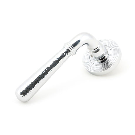 From The Anvil - Polished Chrome Hammered Newbury Lever on Rose Set (Beehive) - Unsprung | Sku. 50043 | Trade Door Handles.