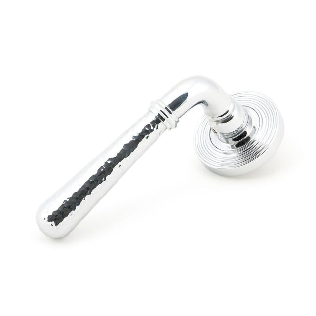 From The Anvil - Polished Chrome Hammered Newbury Lever on Rose Set (Beehive) - Unsprung | Sku. 50043 | Trade Door Handles.