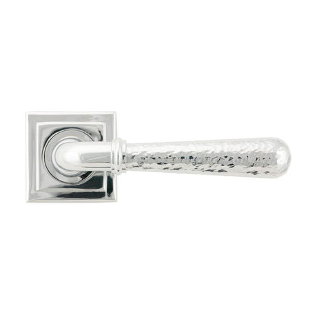 From The Anvil - Polished Chrome Hammered Newbury Lever on Rose Set (Square) - Unsprung | Sku. 50044 | Trade Door Handles.