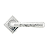 From The Anvil - Polished Chrome Hammered Newbury Lever on Rose Set (Square) - Unsprung | Sku. 50044 | Trade Door Handles.
