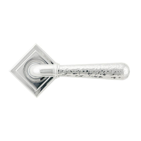 From The Anvil - Polished Chrome Hammered Newbury Lever on Rose Set (Square) - Unsprung | Sku. 50044 | Trade Door Handles.