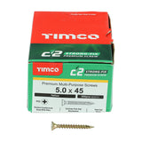 This is an image of Timco - C2 Strong-Fix Screws - PZ - Double Countersunk - Twin-Cut - Yellow 5.0 x 45mm - (200 PCS Box) 50045C2