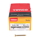 This is an image of Timco - Solo Chipboard & Woodscrews - PZ - Double Countersunk - Yellow 5.0 x 45mm - (200 PCS Box) 50045SOLOC