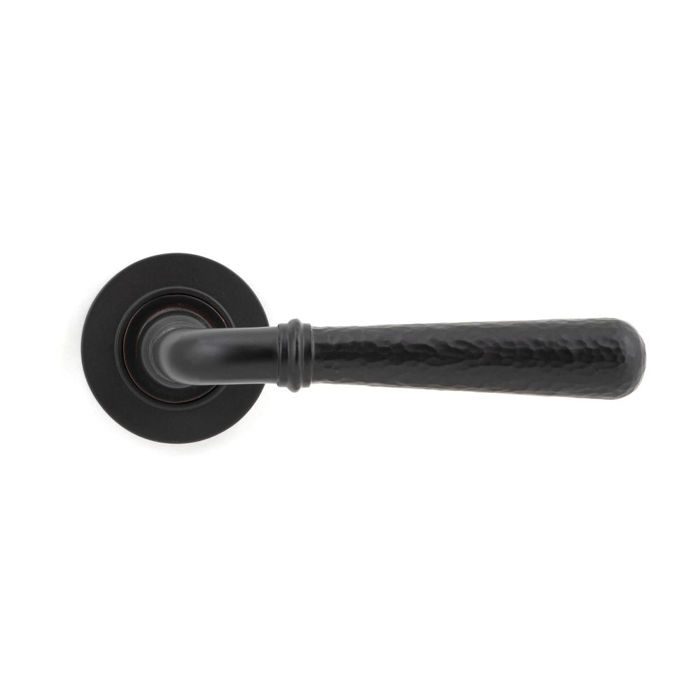From The Anvil - Aged Bronze Hammered Newbury Lever on Rose Set (Plain) - Unsprung | Sku. 50049 | Trade Door Handles.
