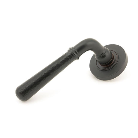From The Anvil - Aged Bronze Hammered Newbury Lever on Rose Set (Plain) - Unsprung | Sku. 50049 | Trade Door Handles.