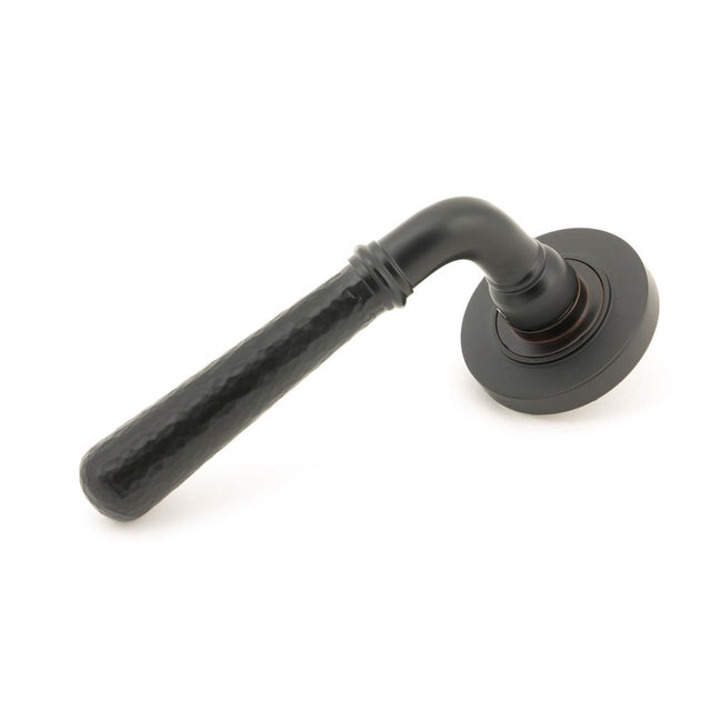 From The Anvil - Aged Bronze Hammered Newbury Lever on Rose Set (Plain) - Unsprung | Sku. 50049 | Trade Door Handles.