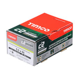 This is an image of Timco - C2 Exterior Strong-Fix Screws - PZ - Double Countersunk with Ribs - Twin-Cut - Silver 5.0 x 50mm - (200 PCS Box) 50050C2SBX