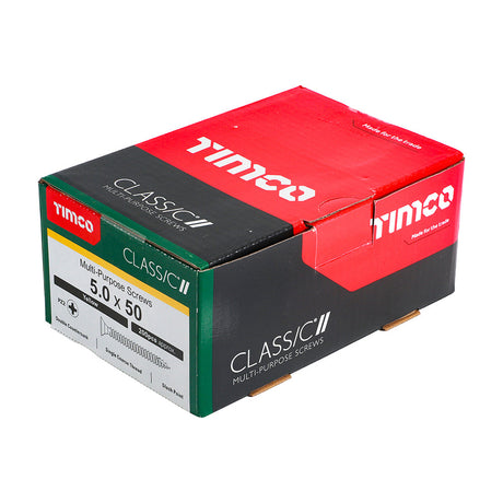 This is an image of Timco - Classic Multi-Purpose Screws - PZ - Double Countersunk - Yellow 5.0 x 50mm - (200 PCS Box) 50050CLAF