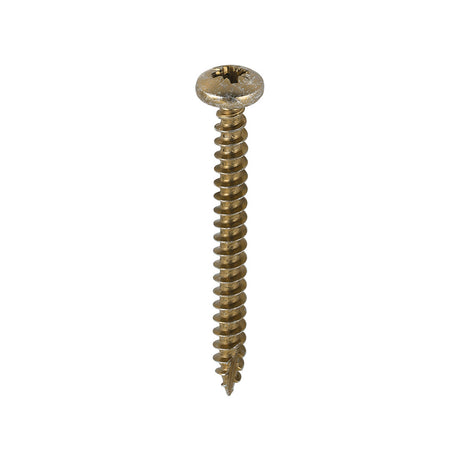 This is an image of Timco - Classic Multi-Purpose Screws - PZ - Pan Head - Yellow 5.0 x 50mm - (200 PCS Box) 50050CLAP