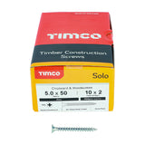 This is an image of Timco - Solo Chipboard & Woodscrews - PZ - Double Countersunk - Zinc 5.0 x 50mm - (200 PCS Box) 50050SOLOZ