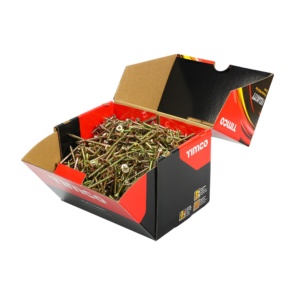 This is an image of Timco - Velocity Premium Multi-Use Screws - PZ - Double Countersunk - Yellow 5.0 x 50mm - (1000 PCS Box) 50050VYIND