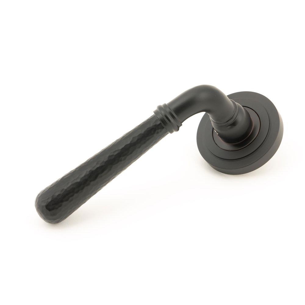 From The Anvil - Aged Bronze Hammered Newbury Lever on Rose Set (Art Deco) - Unsprung | Sku. 50050 | Trade Door Handles.