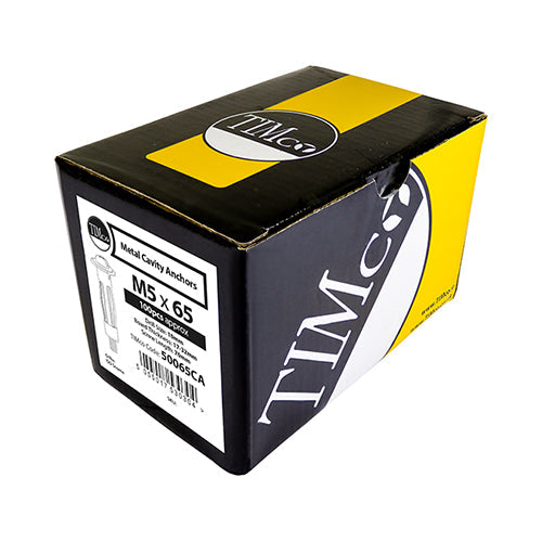This is an image of Timco - Metal Cavity Anchors - Zinc M5 x 52 (60mm Screw) - (100 PCS Box) 50052CA