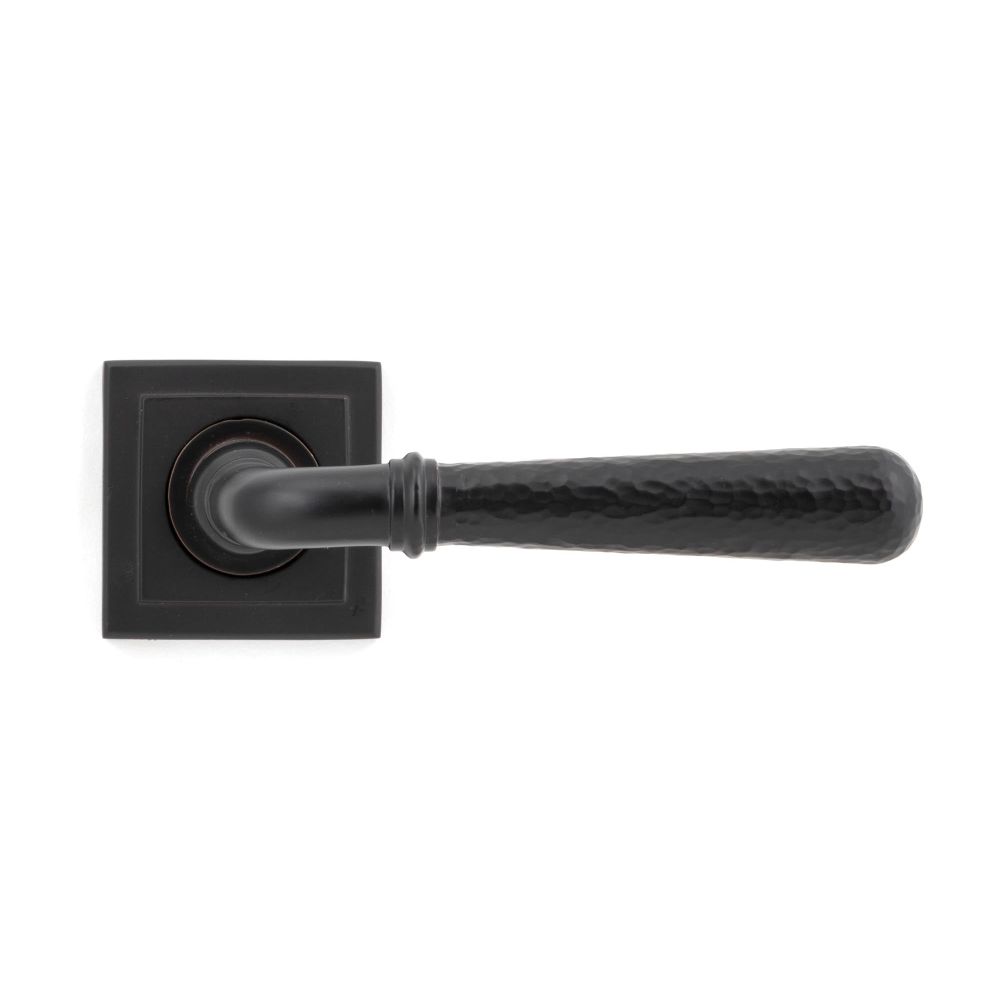 From The Anvil - Aged Bronze Hammered Newbury Lever on Rose Set (Square) - Unsprung | Sku. 50052 | Trade Door Handles.