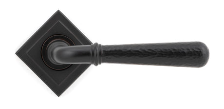 From The Anvil - Aged Bronze Hammered Newbury Lever on Rose Set (Square) - Unsprung | Sku. 50052 | Trade Door Handles.