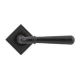 From The Anvil - Aged Bronze Hammered Newbury Lever on Rose Set (Square) - Unsprung | Sku. 50052 | Trade Door Handles.