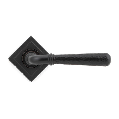 From The Anvil - Aged Bronze Hammered Newbury Lever on Rose Set (Square) - Unsprung | Sku. 50052 | Trade Door Handles.