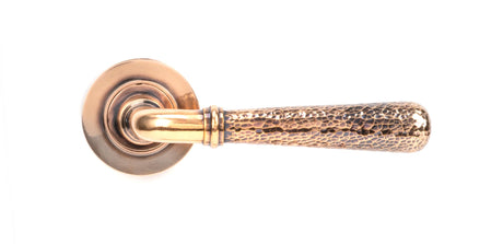 From The Anvil - Polished Bronze Hammered Newbury Lever on Rose Set (Plain) - Unsprung | Sku. 50053 | Trade Door Handles.