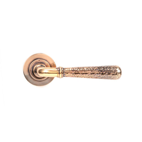 From The Anvil - Polished Bronze Hammered Newbury Lever on Rose Set (Plain) - Unsprung | Sku. 50053 | Trade Door Handles.