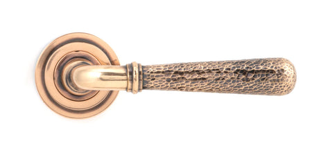 From The Anvil - Polished Bronze Hammered Newbury Lever on Rose Set (Art Deco) - Unsprung | Sku. 50054 | Trade Door Handles.