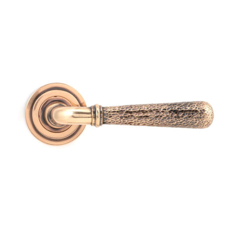 From The Anvil - Polished Bronze Hammered Newbury Lever on Rose Set (Art Deco) - Unsprung | Sku. 50054 | Trade Door Handles.